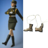 Maxbell 1:6 Scale Miniature Lace up Boot Low Heel Boots for 12'' Female Dolls Figure Desert Green