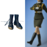 Maxbell 1:6 Scale Miniature Lace up Boot Low Heel Boots for 12'' Female Dolls Figure black