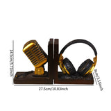 Maxbell Bookends Tabletop Unique Microphone Headset Shape for Desk Coffee Table