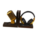 Maxbell Bookends Tabletop Unique Microphone Headset Shape for Desk Coffee Table