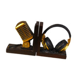 Maxbell Bookends Tabletop Unique Microphone Headset Shape for Desk Coffee Table