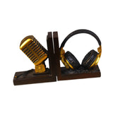 Maxbell Bookends Tabletop Unique Microphone Headset Shape for Desk Coffee Table