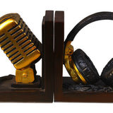 Maxbell Bookends Tabletop Unique Microphone Headset Shape for Desk Coffee Table