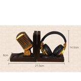 Maxbell Bookends Tabletop Unique Microphone Headset Shape for Desk Coffee Table