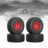 Maxbell 4Pcs RC Car Wheels and Tires Easy to Install for Ara550116 1/14 RC Car Model Red