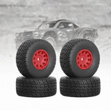 Maxbell 4Pcs RC Car Wheels and Tires Easy to Install for Ara550116 1/14 RC Car Model Red