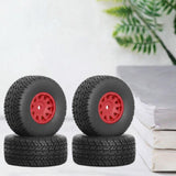 Maxbell 4Pcs RC Car Wheels and Tires Easy to Install for Ara550116 1/14 RC Car Model Red