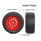 Maxbell 4Pcs RC Car Wheels and Tires Easy to Install for Ara550116 1/14 RC Car Model Red
