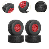 Maxbell 4Pcs RC Car Wheels and Tires Easy to Install for Ara550116 1/14 RC Car Model Red