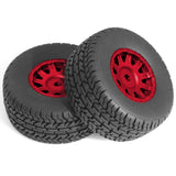 Maxbell 4Pcs RC Car Wheels and Tires Easy to Install for Ara550116 1/14 RC Car Model Red