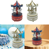 Maxbell Wood Musical Box Tabletop Lovely Rotating for Mom Girls Women Birthday Gifts Bule