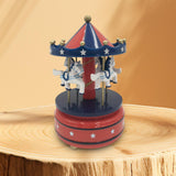 Maxbell Wood Musical Box Tabletop Lovely Rotating for Mom Girls Women Birthday Gifts Bule