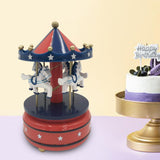 Maxbell Wood Musical Box Tabletop Lovely Rotating for Mom Girls Women Birthday Gifts Bule