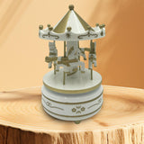 Maxbell Wood Musical Box Tabletop Lovely Rotating for Mom Girls Women Birthday Gifts White