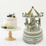 Maxbell Wood Musical Box Tabletop Lovely Rotating for Mom Girls Women Birthday Gifts White