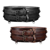 Maxbell Medieval Wide Waist Belt PU Leather Renaissances Belt for Stage Show Dress up Black