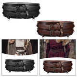 Maxbell Medieval Wide Waist Belt PU Leather Renaissances Belt for Stage Show Dress up Black