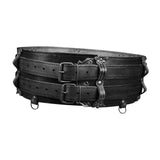 Maxbell Medieval Wide Waist Belt PU Leather Renaissances Belt for Stage Show Dress up Black