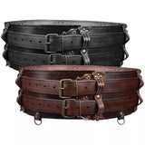 Maxbell Medieval Wide Waist Belt PU Leather Renaissances Belt for Stage Show Dress up Black