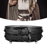 Maxbell Medieval Wide Waist Belt PU Leather Renaissances Belt for Stage Show Dress up Black