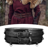 Maxbell Medieval Wide Waist Belt PU Leather Renaissances Belt for Stage Show Dress up Black