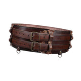 Maxbell Medieval Wide Waist Belt PU Leather Renaissances Belt for Stage Show Dress up Brown