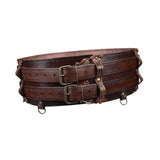 Maxbell Medieval Wide Waist Belt PU Leather Renaissances Belt for Stage Show Dress up Brown