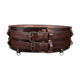 Maxbell Medieval Wide Waist Belt PU Leather Renaissances Belt for Stage Show Dress up Brown