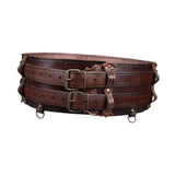 Maxbell Medieval Wide Waist Belt PU Leather Renaissances Belt for Stage Show Dress up Brown
