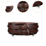 Maxbell Medieval Wide Waist Belt PU Leather Renaissances Belt for Stage Show Dress up Brown