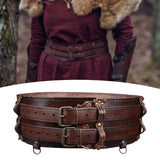 Maxbell Medieval Wide Waist Belt PU Leather Renaissances Belt for Stage Show Dress up Brown
