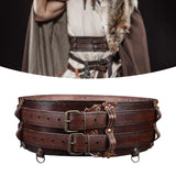 Maxbell Medieval Wide Waist Belt PU Leather Renaissances Belt for Stage Show Dress up Brown