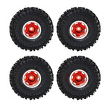 Maxbell 4Pcs RC Car Wheels and Tires 1.0" RC Crawler Car Tires for SCX24 1:24 RC Car Red