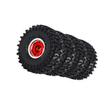 Maxbell 4Pcs RC Car Wheels and Tires 1.0" RC Crawler Car Tires for SCX24 1:24 RC Car Red