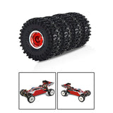 Maxbell 4Pcs RC Car Wheels and Tires 1.0" RC Crawler Car Tires for SCX24 1:24 RC Car Red