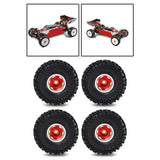 Maxbell 4Pcs RC Car Wheels and Tires 1.0" RC Crawler Car Tires for SCX24 1:24 RC Car Red
