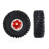 Maxbell 4Pcs 1.0 inch Wheel Tires Set RC Crawler Car Tires for SCX24 1/24 RC Crawler Red