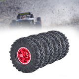 Maxbell 4Pcs 1.0 inch Wheel Tires Set RC Crawler Car Tires for SCX24 1/24 RC Crawler Red