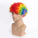 Maxbell Fan Wig Multicolor Colorful Clown Afro Wig for Adults Kids Halloween