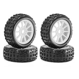 Maxbell 4 Pieces RC Car Wheels and Tires Replacement Part for 1/8 RC Off Road Trucks White
