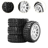Maxbell 4 Pieces RC Car Wheels and Tires Replacement Part for 1/8 RC Off Road Trucks White