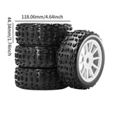 Maxbell 4 Pieces RC Car Wheels and Tires Replacement Part for 1/8 RC Off Road Trucks White