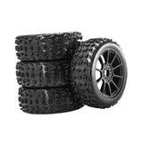 Maxbell 4 Pieces RC Car Wheels and Tires Replacement Part for 1/8 RC Off Road Trucks Black