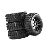 Maxbell 4 Pieces RC Car Wheels and Tires Replacement Part for 1/8 RC Off Road Trucks Black