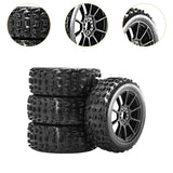 Maxbell 4 Pieces RC Car Wheels and Tires Replacement Part for 1/8 RC Off Road Trucks Black