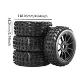 Maxbell 4 Pieces RC Car Wheels and Tires Replacement Part for 1/8 RC Off Road Trucks Black