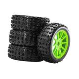 Maxbell 4 Pieces RC Car Wheels and Tires Replacement Part for 1/8 RC Off Road Trucks Green
