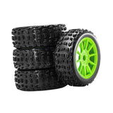 Maxbell 4 Pieces RC Car Wheels and Tires Replacement Part for 1/8 RC Off Road Trucks Green