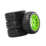 Maxbell 4 Pieces RC Car Wheels and Tires Replacement Part for 1/8 RC Off Road Trucks Green