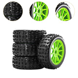 Maxbell 4 Pieces RC Car Wheels and Tires Replacement Part for 1/8 RC Off Road Trucks Green
